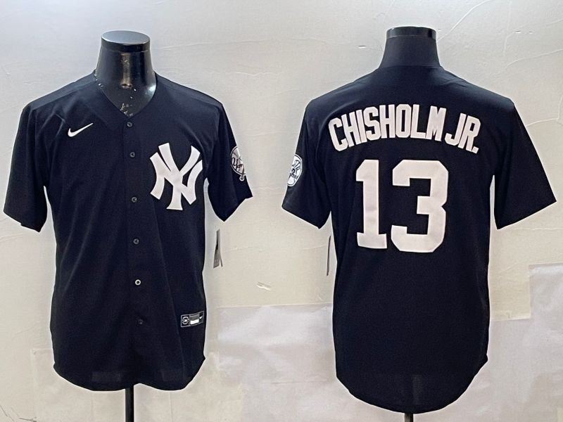 Men New York Yankees #13 Chisholm jr Black Fashion Game 2025 Nike MLB Jersey style 2